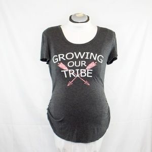 Maternity Growing Our Tribe Grey Ruched T-Shirt